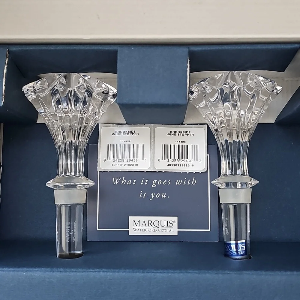 VTG Y2K Marquis by Waterford Brookside Pattern Crystal Wine Bottle Stoppers 5
